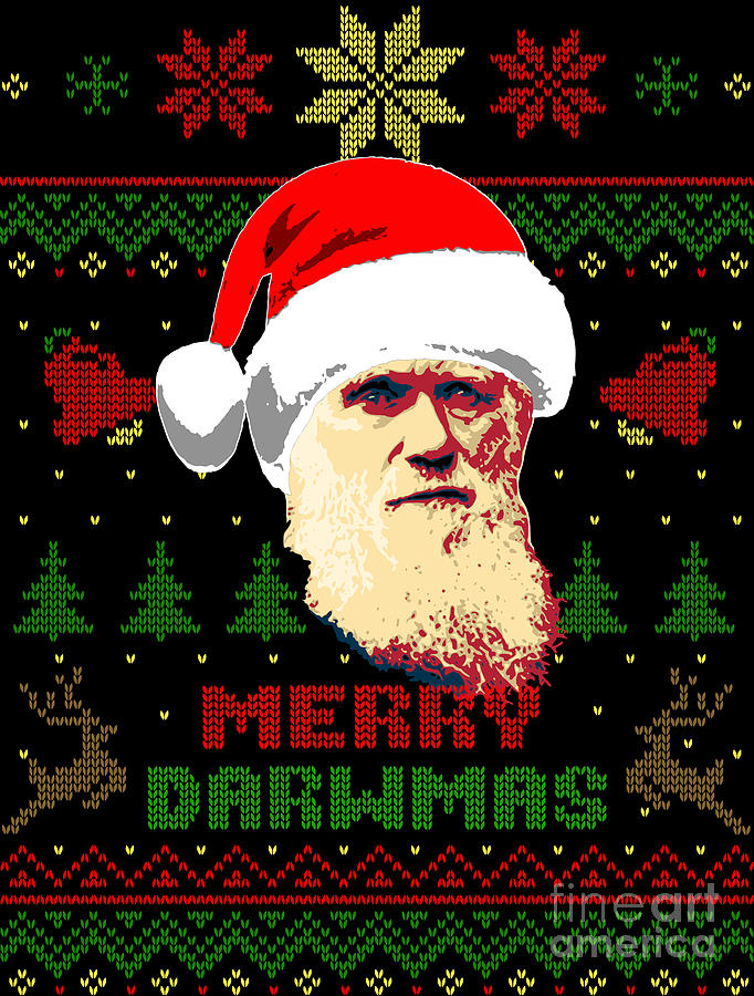 Charles Darwin Merry Darwmas Digital Art by Filip Schpindel - Pixels