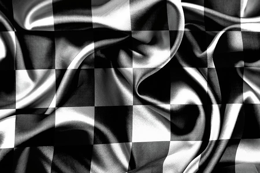 Black And White Photograph - Checkered racing flag #1 by Les Cunliffe