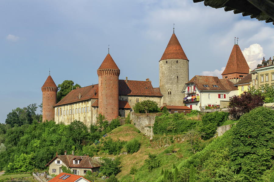 Chenaux Castle at Estavayer-le-Lac, Fribourg, Switzerland #1 Photograph by Elenarts - Elena Duvernay photo