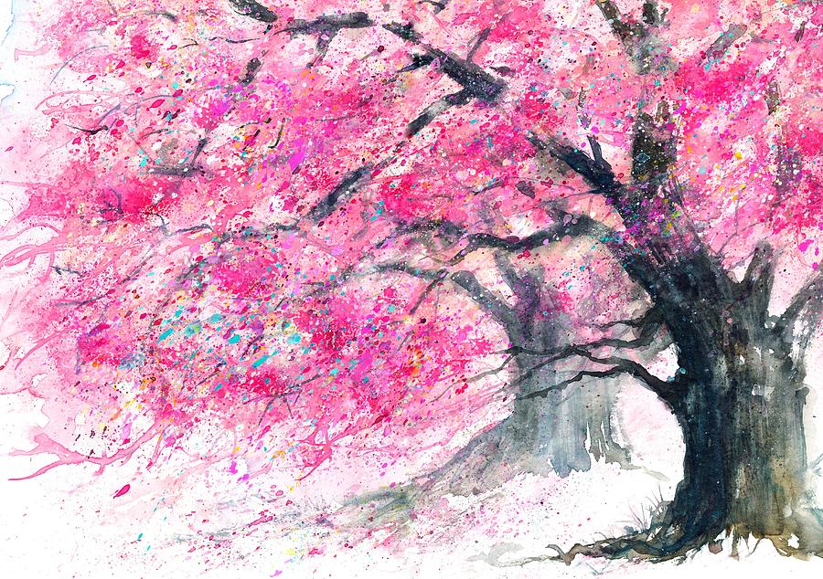 Cherry blossoms #1 Painting by Nataliya Vetter