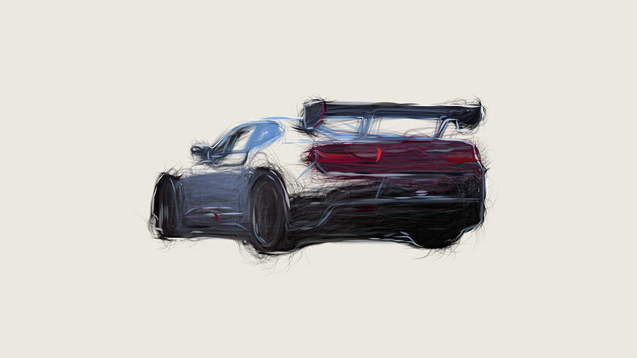 Chevrolet Camaro ZL1 1LE GT4.R Car Drawing Digital Art by CarsToon ...