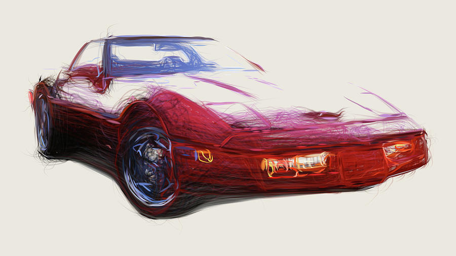 Chevrolet Corvette ZR1 Drawing #1 Digital Art by CarsToon Concept