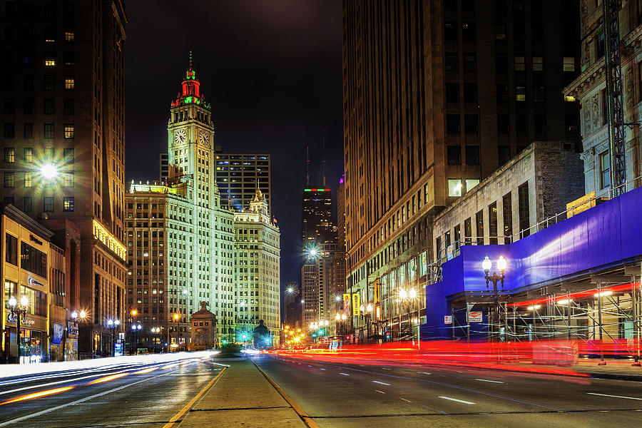 Chicago at Night #1 Photograph by Andrew Soundarajan