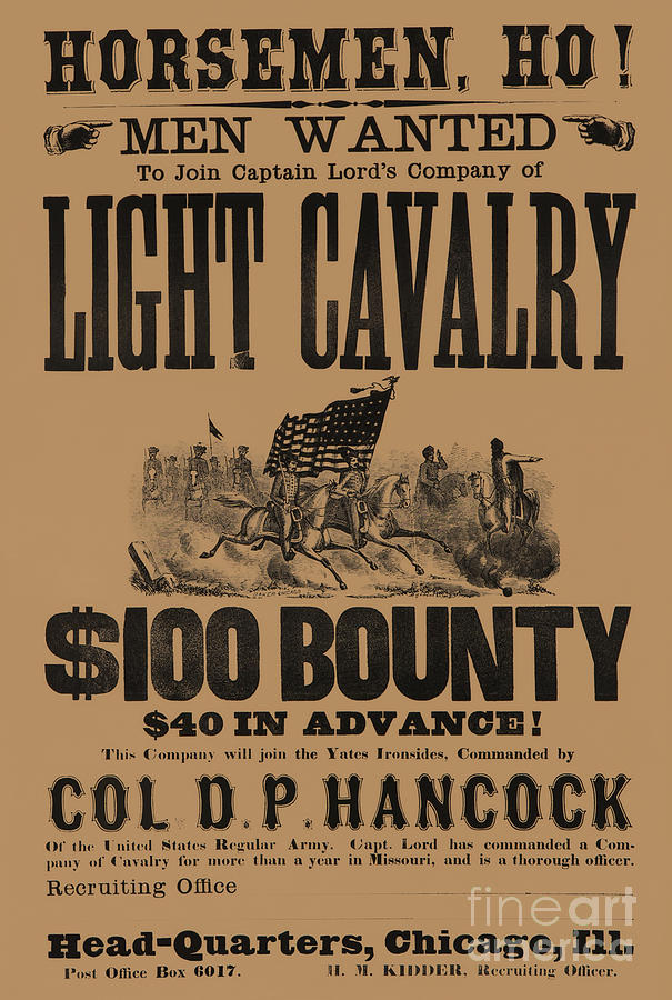 Civil War print of Union cavalry Poster Art Print History Home Decor