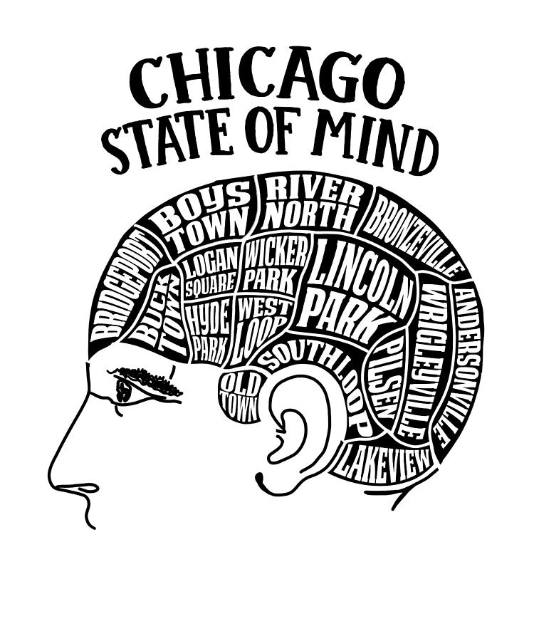 Hyde Park Digital Art - Chicago Illinois Brain Head Design #1 by Lance Gambis Art