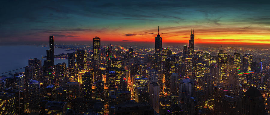 Chicago Sunset From Above Photograph