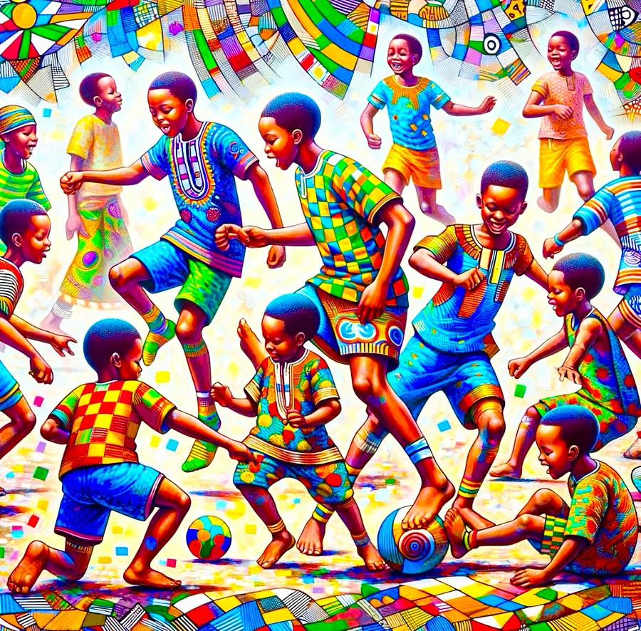 Children at play #1 Painting by Emeka Okoro