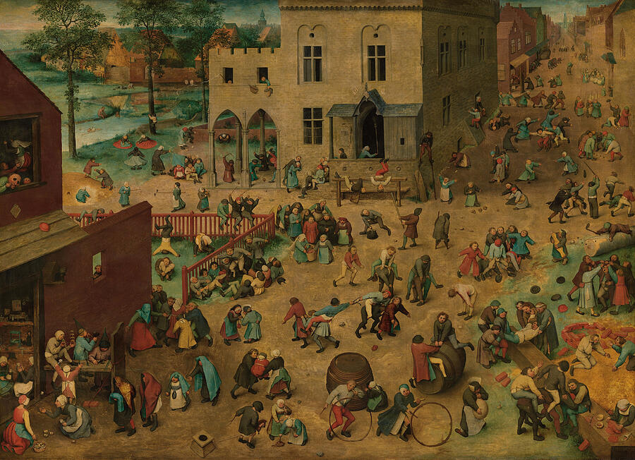 Childrens Games, from 1560 Painting by Pieter Bruegel the Elder