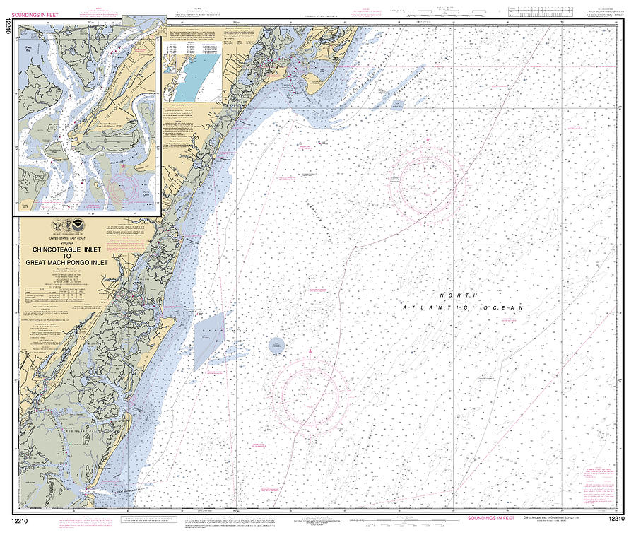 Chincoteague Inlet to Great Machipongo Inlet, NOAA Chart 12210 #1 Digital Art by Nautical Chartworks