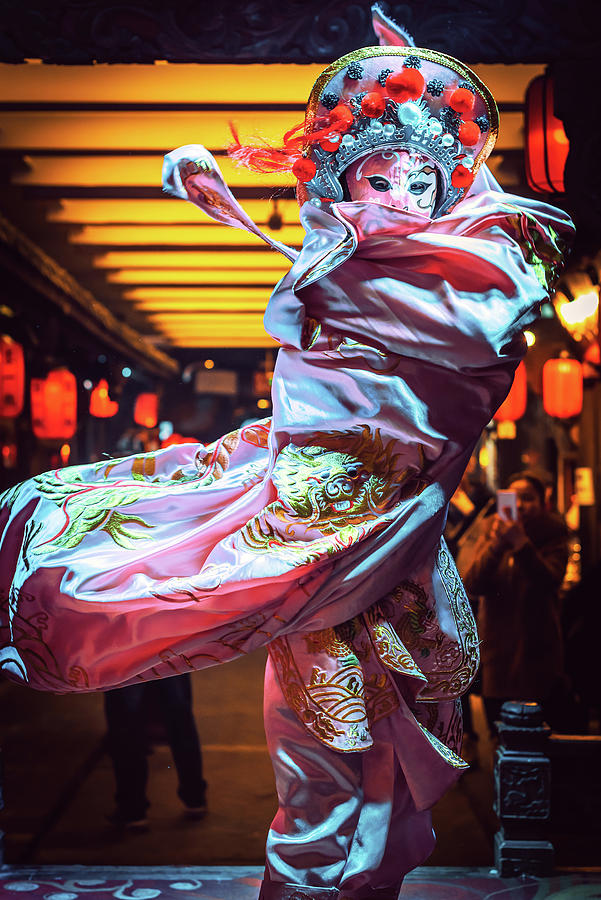 Chinese actress performs a traditional face-changing sichuan opera show #1 Photograph by Philippe Lejeanvre