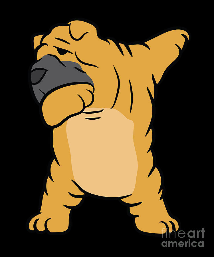 Chinese Shar Pei Dog Kids Dabbing Shar Pei Dog Digital Art by EQ ...