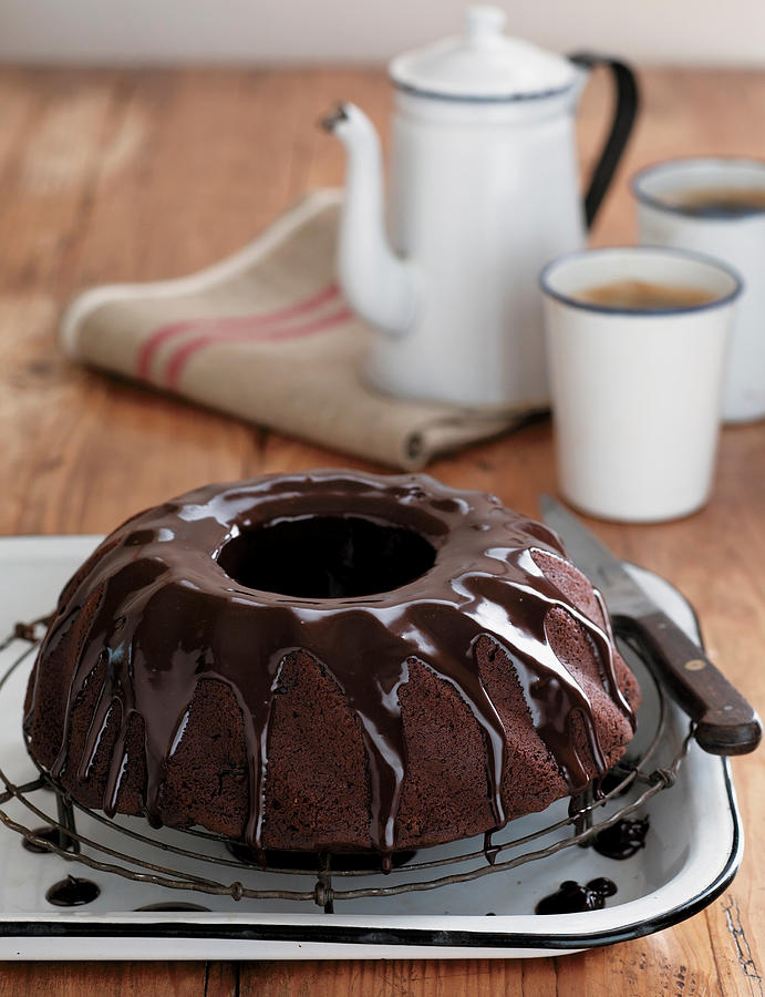 Chocolate cake with ganache #1 Photograph by Brett Stevens