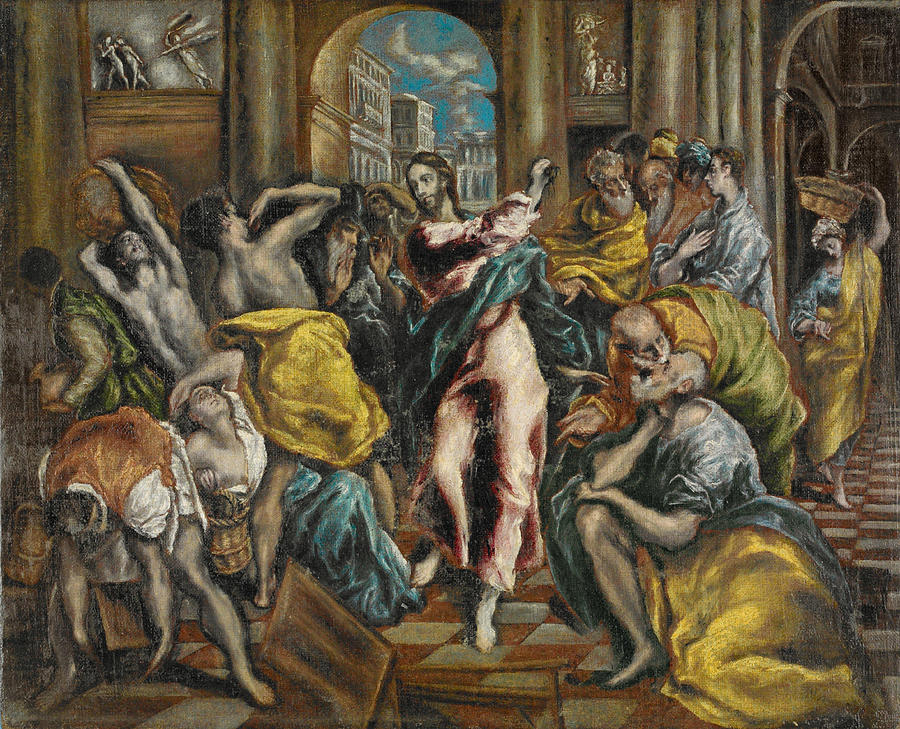 Domenico Painting - Christ Driving the Money Changers from the Temple  #1 by Domenico Theotocopoli  called El Greco