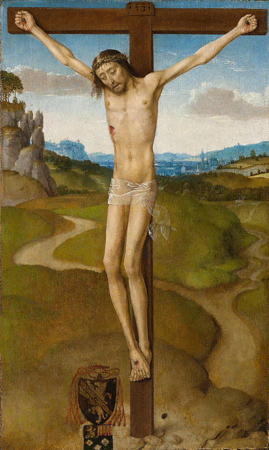 Christ On The Cross Painting - Christ on the Cross  #1 by Circle of Hans Memling