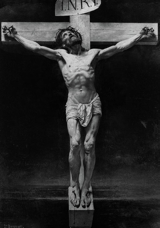 black and white on the cross jesus christ
