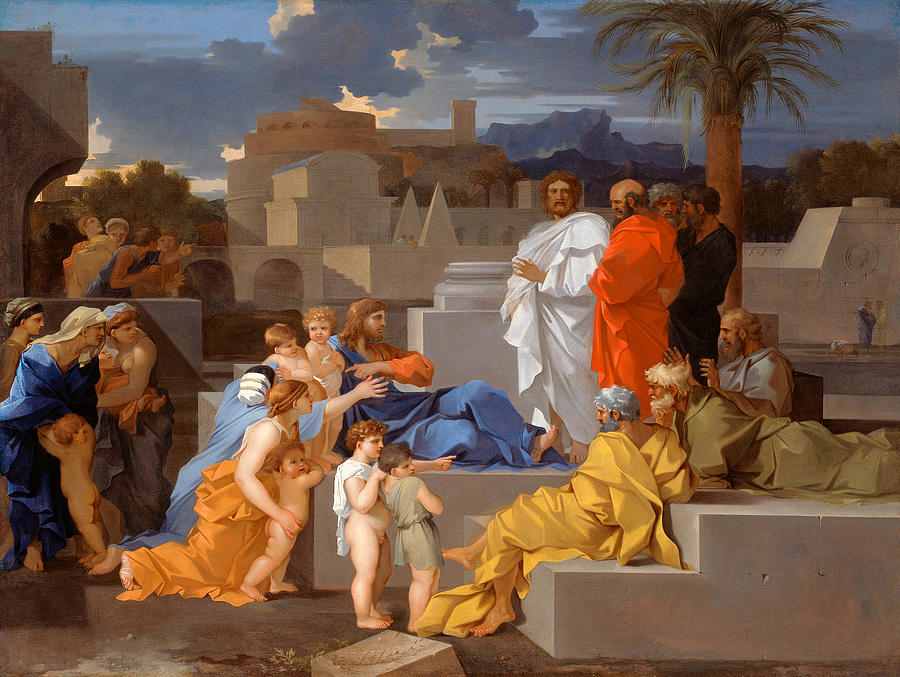 Christ Receiving the Children #2 Painting by Sebastien Bourdon