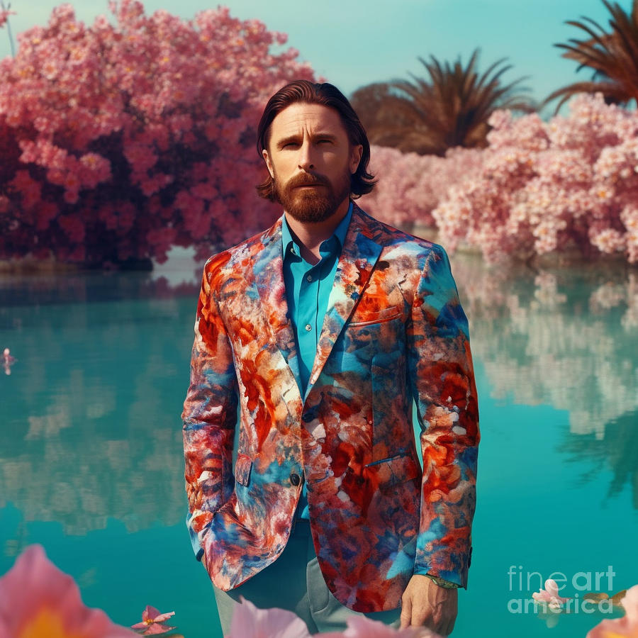 Fantasy Painting - Christian  Bale  as  colorful  styled  photo  by Asar Studios #1 by Celestial Images