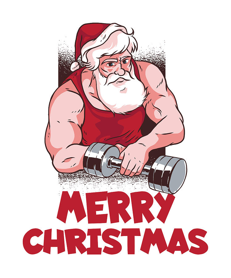 Christmas Bodybuilder Gym Santa Weightlifter Digital Art by Florian Dold Art - Fine Art America