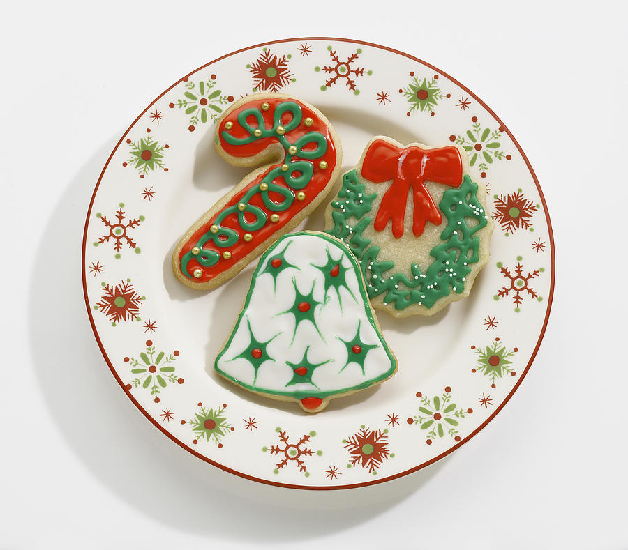 Christmas cookies on holiday plate #1 Photograph by Lew Robertson