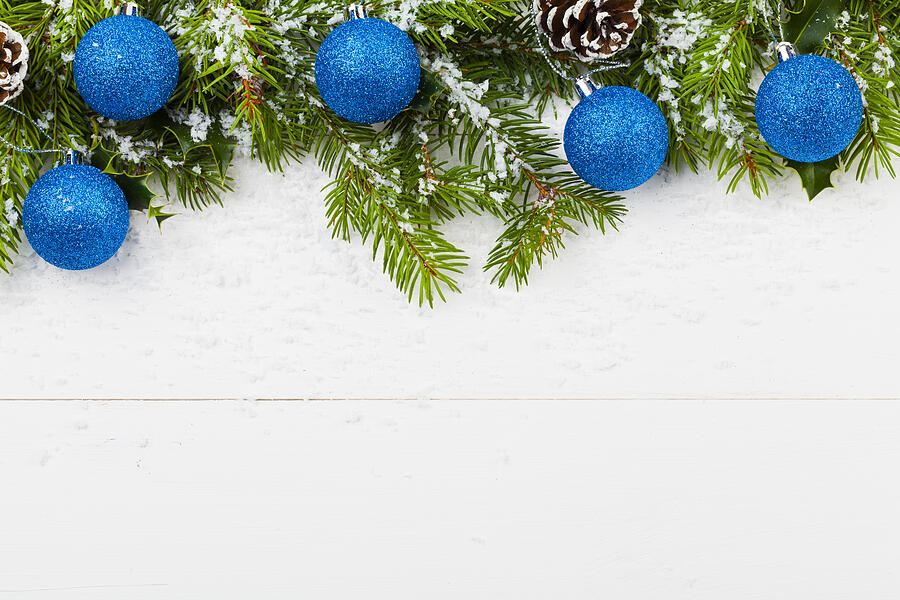 Christmas decoration on the wooden white background #1 Photograph by Gkrphoto