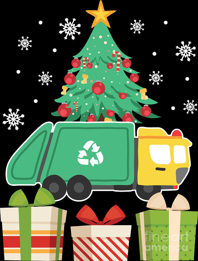 Christmas Funny Garbage Truck Winter Holiday Gift Digital Art by Haselshirt