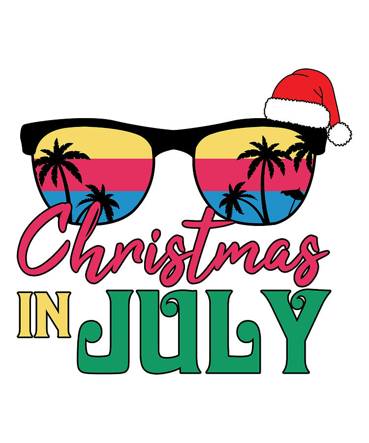 Christmas In July Painting - Christmas in july sun glasses with santa hat #1 by Norman W