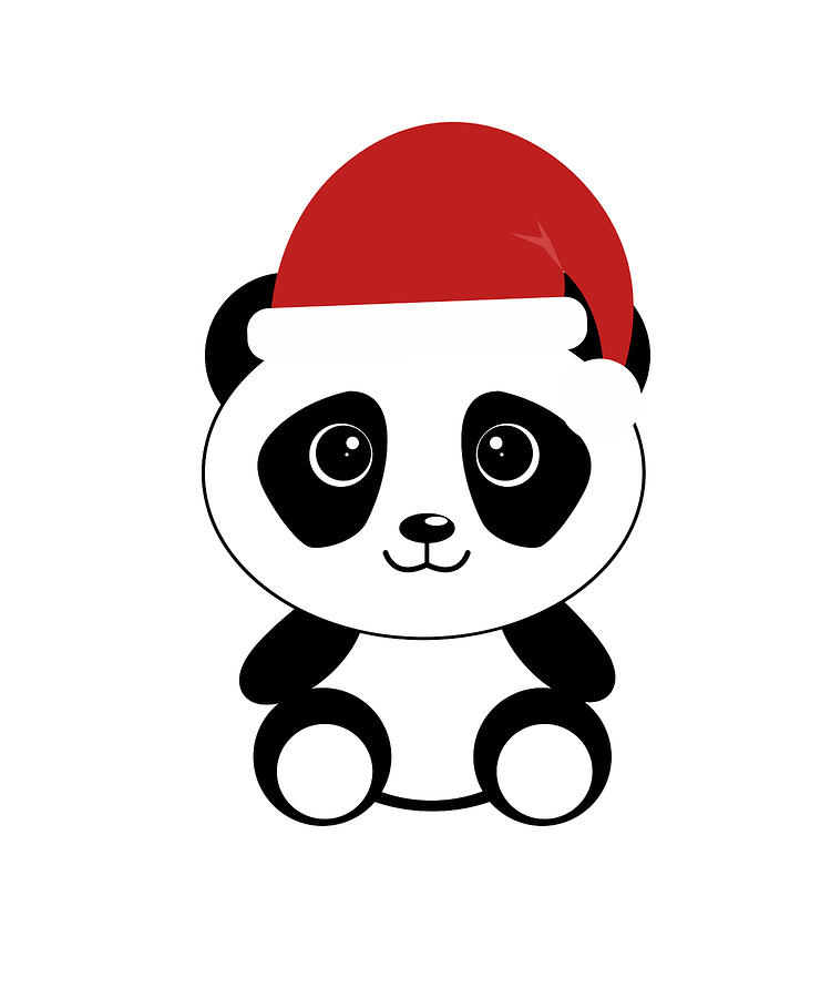 Christmas Panda in Santa Hat Drawing by Kanig Designs - Pixels