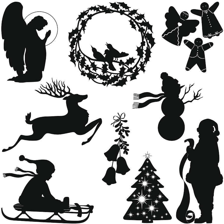 Christmas silhouettes #1 Drawing by SongSpeckels