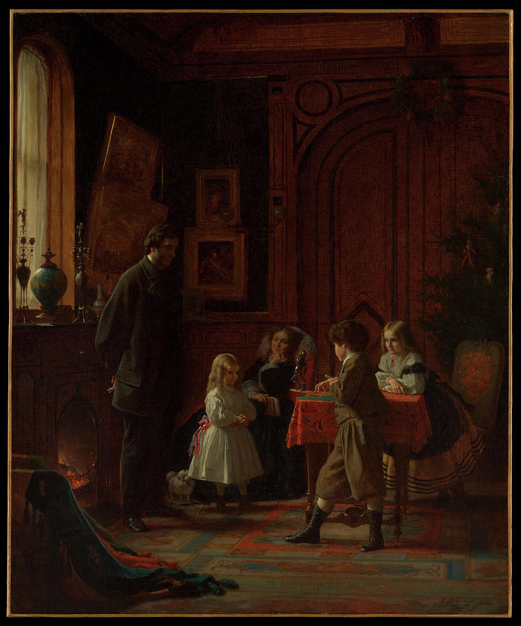 Summer Painting - Christmas-Time, The Blodgett Family 1864 Eastman Johnson American #1 by MotionAge Designs