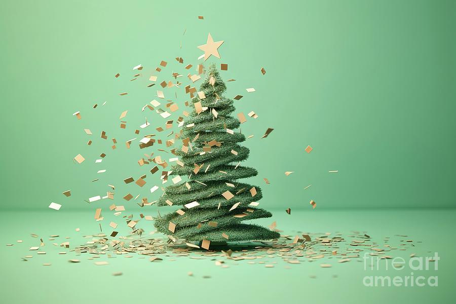 Christmas tree, isolated design, with confetti. #1 Photograph by Joaquin Corbalan