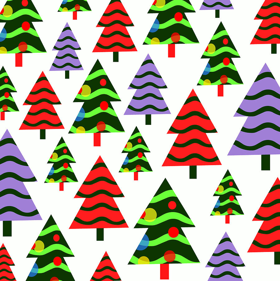 Christmas trees pattern 1 Digital Art by Monika Lemeshonok Fine Art