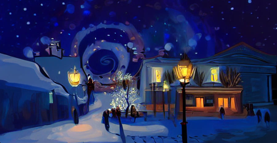 Christmas Village at night 10 Digital Art by Ron Harpham