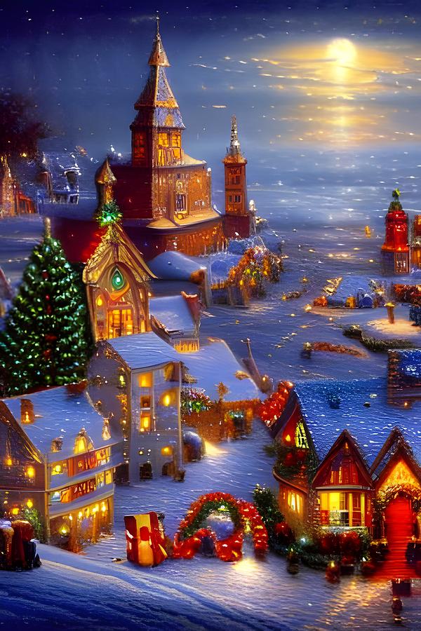 Christmas Village Digital Art by Beverly Read