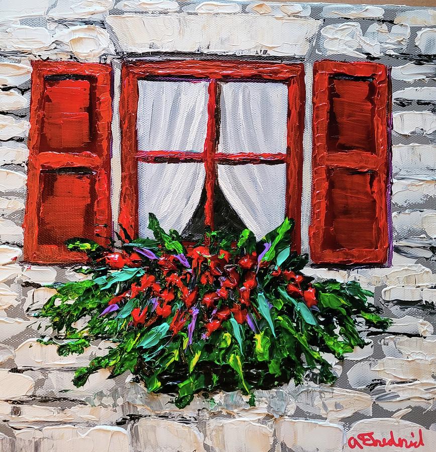 Christmas Window  #1 Painting by Ann Frederick