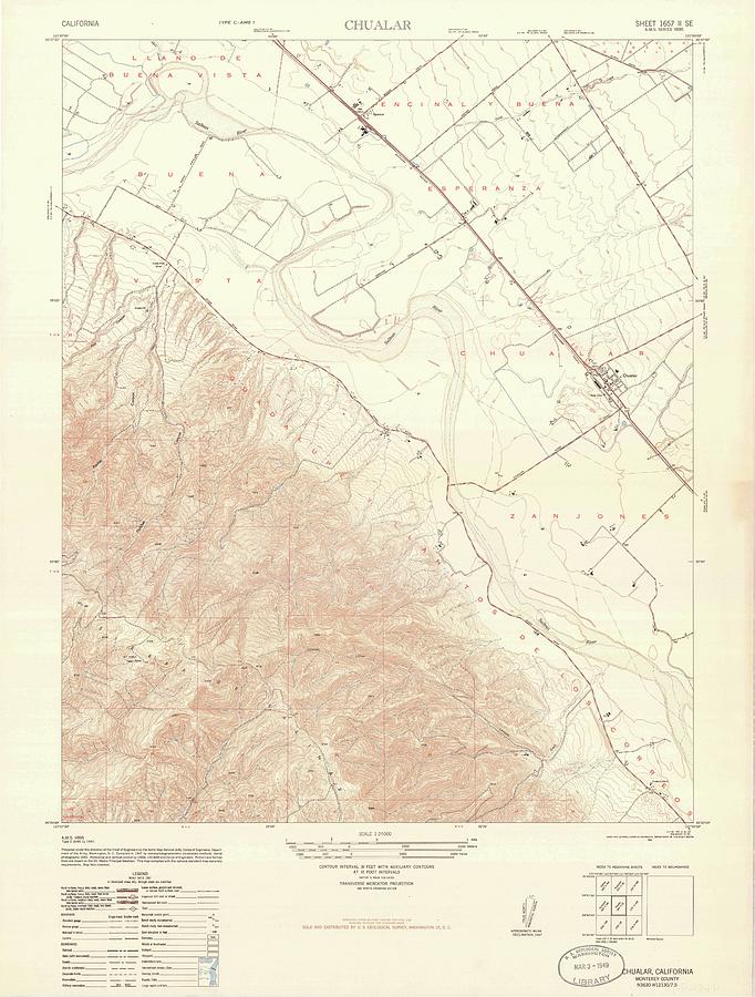 Chualar CA from 1947 Vintage Map High Quality Mixed Media by Vintage
