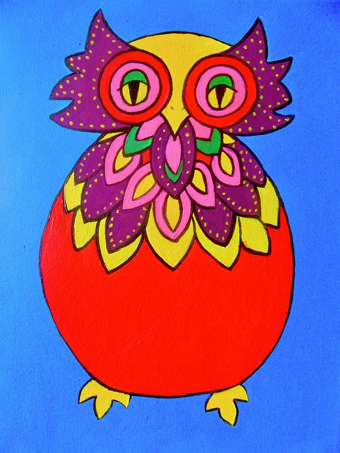 Chubby Owl #1 Painting by Stephanie Moore
