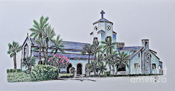 Church by the Sea #1 Drawing by Terri Mills