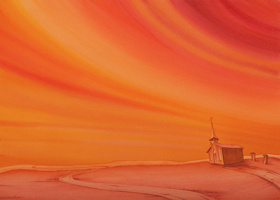 Church on the Edge #1 Painting by Scott Kirby