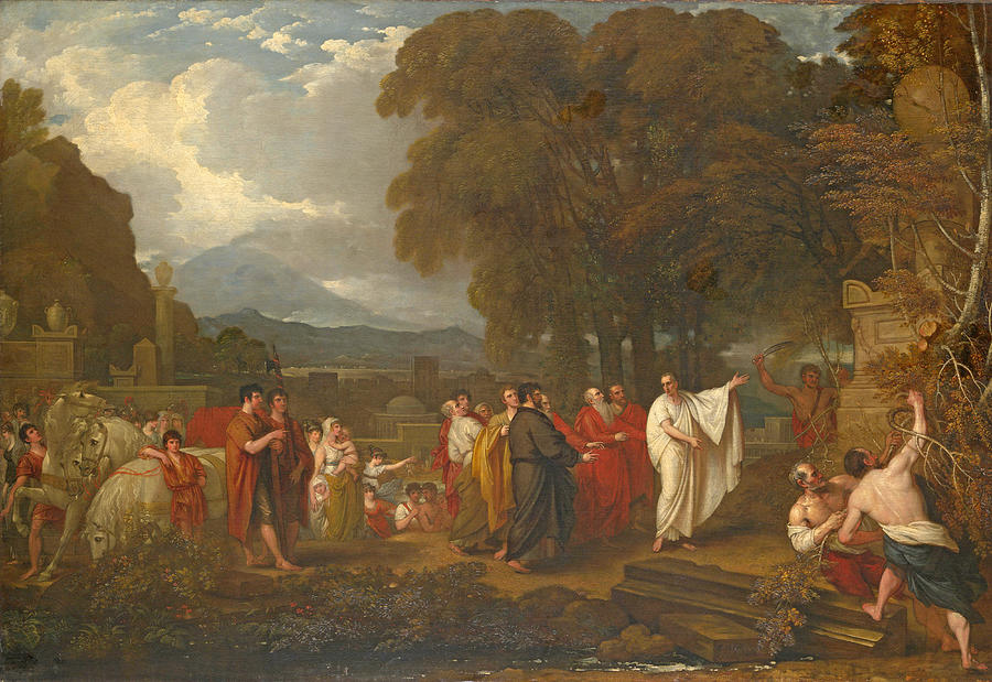 Cicero Discovering the Tomb of Archimedes #2 Painting by Benjamin West