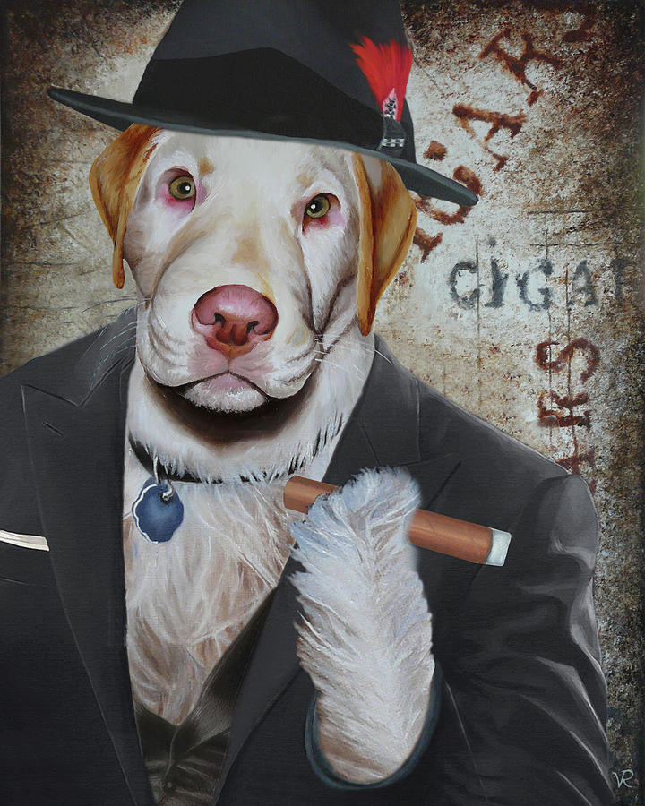Cigar Dallas Dog Painting by Vic Ritchey