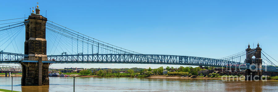 Cincinnati Roebling Bridge Panorama Photo #1 Photograph by Paul Velgos