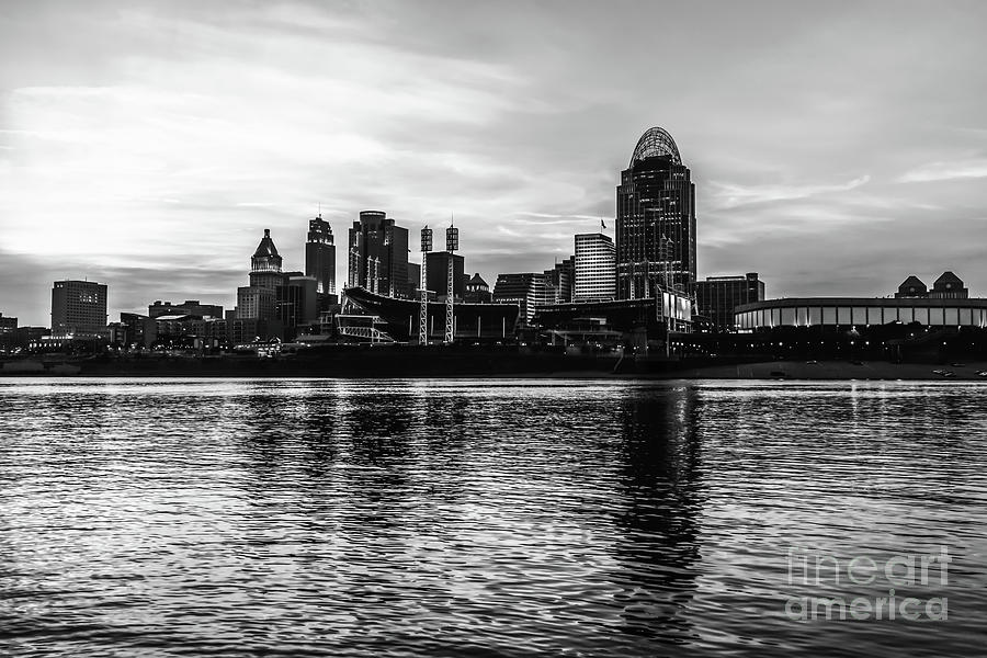 Cincinnati Skyline Black and White Picture #1 Photograph by Paul Velgos