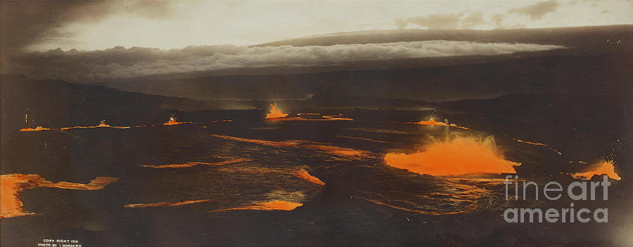 Nature Painting - Circle of Itaro Morihiro born 1889 Eruption of Kilauea Hawaii Volcanoes National Park 2 #1 by Artistic Rifki