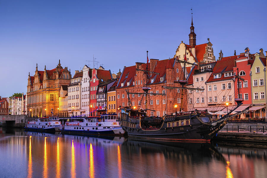 City Photograph - City Skyline Of Gdansk At Dawn In Poland #1 by Artur Bogacki