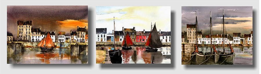 Cladagh Harbour Galway #1 Painting by Val Byrne