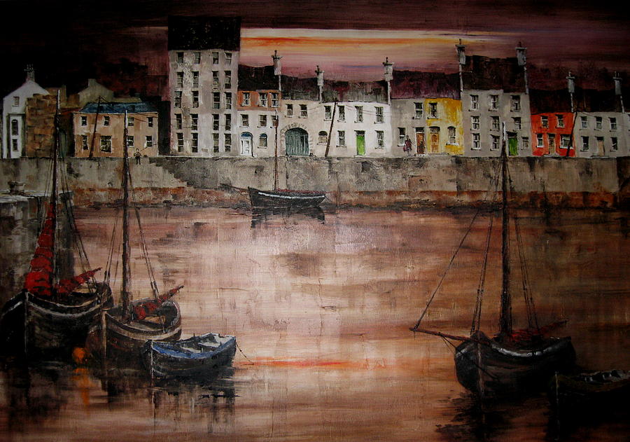 Cladagh Sunset, Galway Citie #1 Painting by Val Byrne