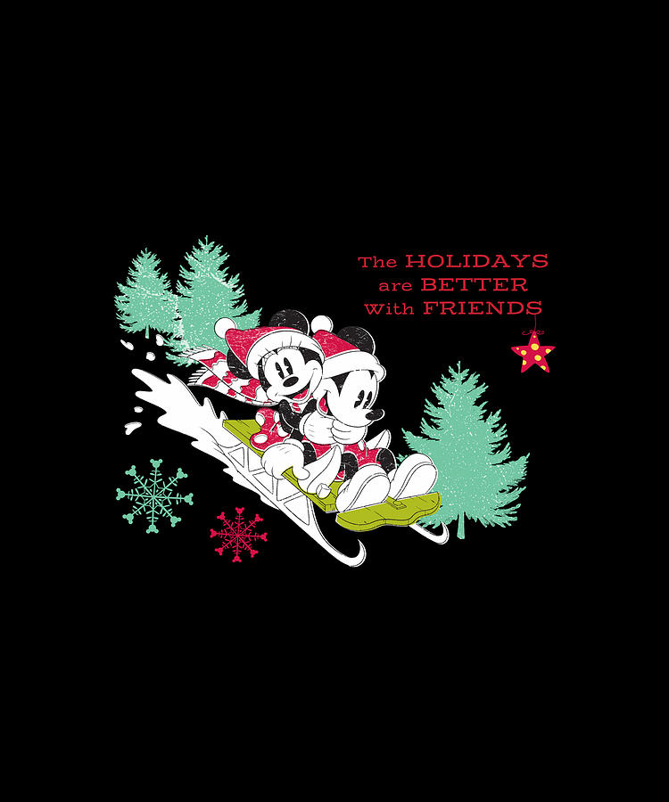 Classic Mickey and Minnie - Snow Sledding Holiday Digital Art by Xuan ...