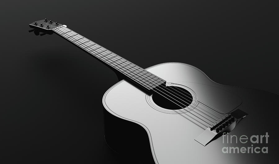 Classical acoustic guitar in black and white. #1 Photograph by Michal Bednarek