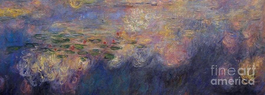 Claude Monet Reflections Of Clouds On The Water Lily Pond Triptych Center Panel Painting