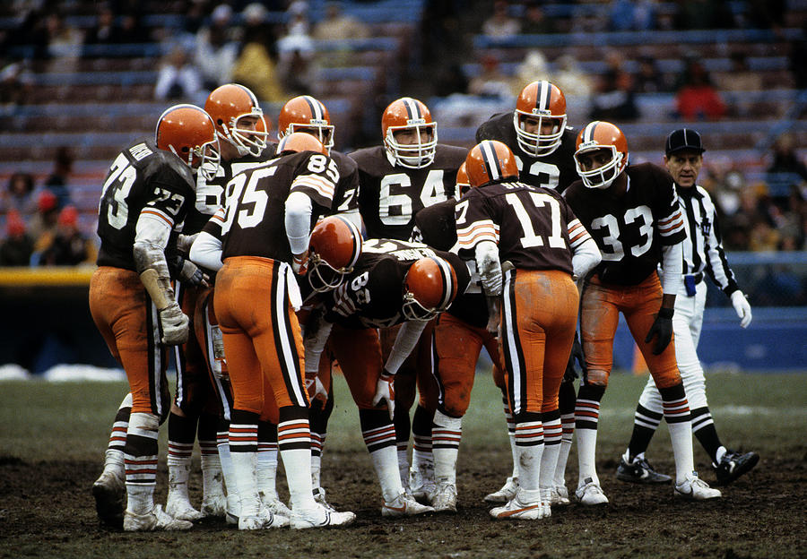 Cleveland Browns Huddle #1 Photograph by George Gojkovich